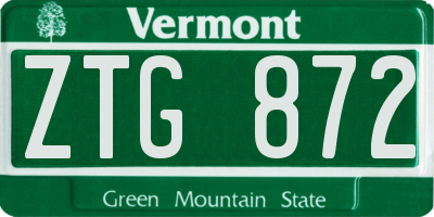 VT license plate ZTG872