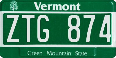 VT license plate ZTG874