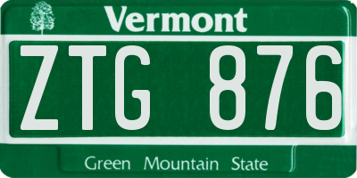 VT license plate ZTG876