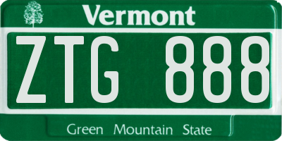 VT license plate ZTG888