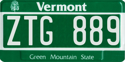 VT license plate ZTG889