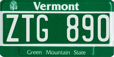 VT license plate ZTG890