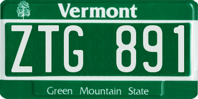 VT license plate ZTG891