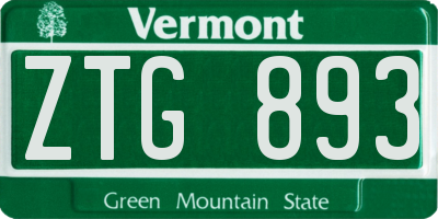 VT license plate ZTG893