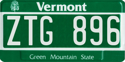 VT license plate ZTG896