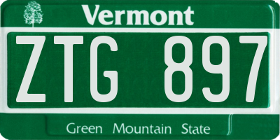 VT license plate ZTG897