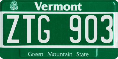 VT license plate ZTG903