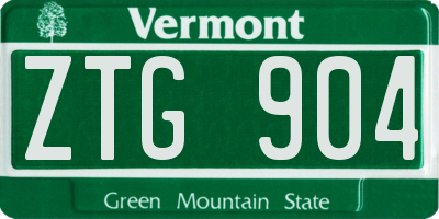 VT license plate ZTG904