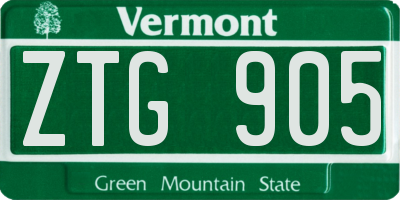 VT license plate ZTG905