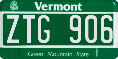VT license plate ZTG906