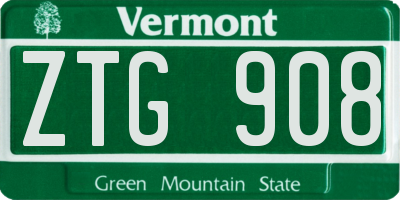 VT license plate ZTG908