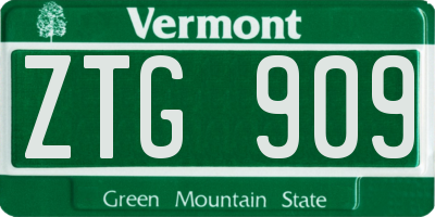 VT license plate ZTG909