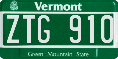 VT license plate ZTG910
