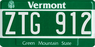 VT license plate ZTG912