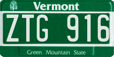 VT license plate ZTG916