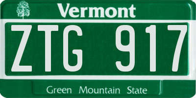 VT license plate ZTG917