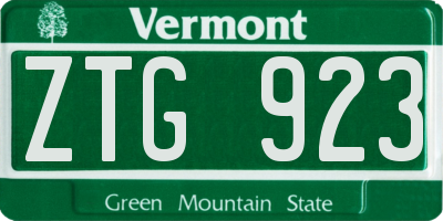 VT license plate ZTG923