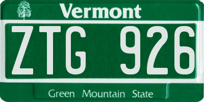 VT license plate ZTG926