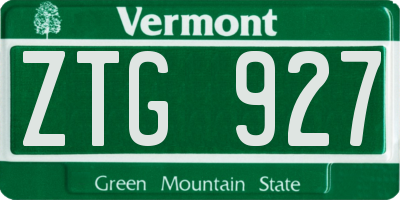 VT license plate ZTG927