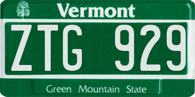 VT license plate ZTG929