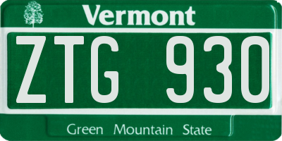 VT license plate ZTG930