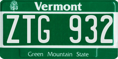 VT license plate ZTG932