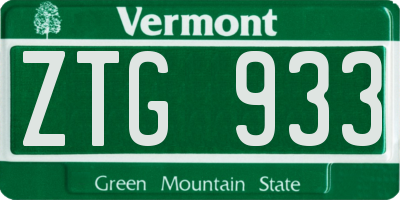 VT license plate ZTG933