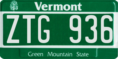 VT license plate ZTG936