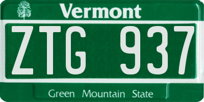 VT license plate ZTG937