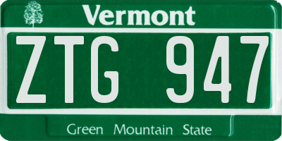 VT license plate ZTG947