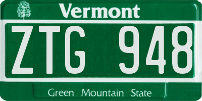 VT license plate ZTG948
