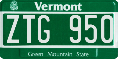 VT license plate ZTG950