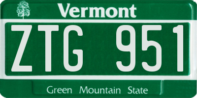 VT license plate ZTG951