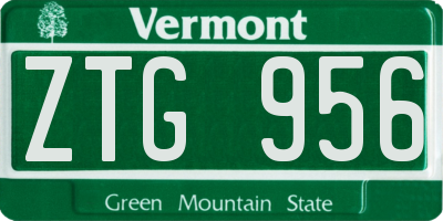VT license plate ZTG956