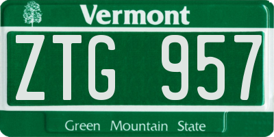 VT license plate ZTG957