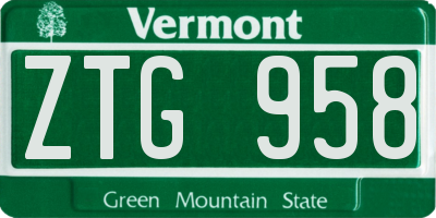 VT license plate ZTG958