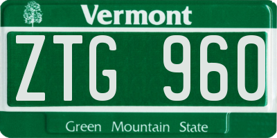 VT license plate ZTG960
