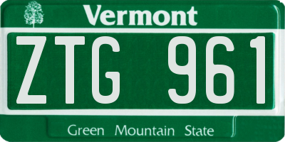 VT license plate ZTG961
