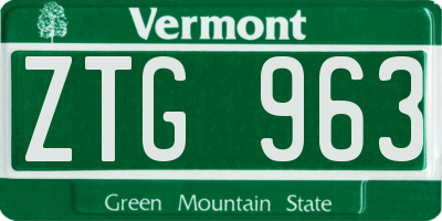 VT license plate ZTG963