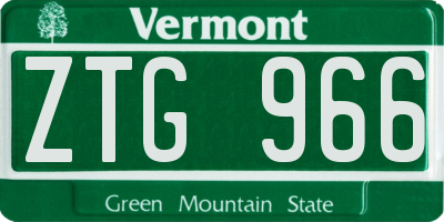 VT license plate ZTG966