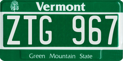 VT license plate ZTG967