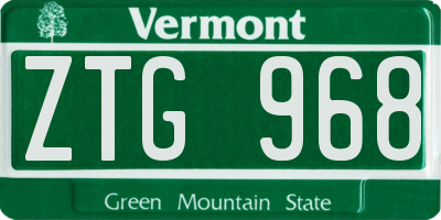 VT license plate ZTG968