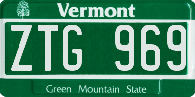 VT license plate ZTG969