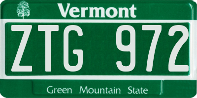 VT license plate ZTG972