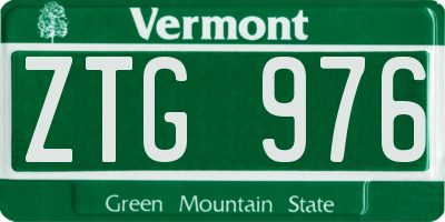 VT license plate ZTG976