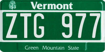 VT license plate ZTG977