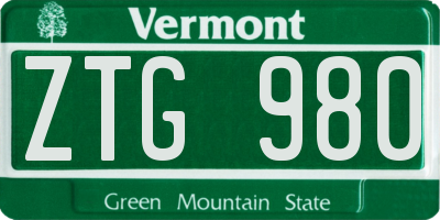 VT license plate ZTG980