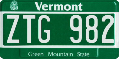 VT license plate ZTG982