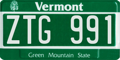 VT license plate ZTG991