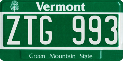 VT license plate ZTG993